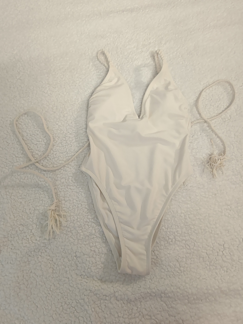 Shade & Shore Cream One-Piece Swimsuit with Braided Straps